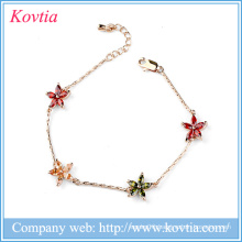 Hot new products for 2015 hawaiian joyas acero gemstone flower bracelet